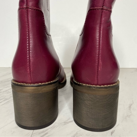 Free People Tabby Mulberry Leather Heeled Ankle Boot 38 1/2 - Picture 4 of 15
